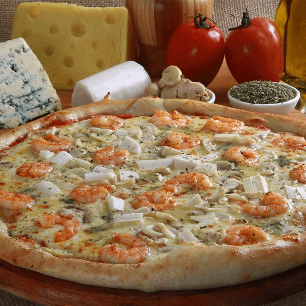 Pizza Gigante de Camarão - (12 fatias) + Coca-Cola 2lt